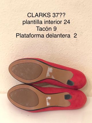 CLARKS - Zapatos tacón ante rojo 37