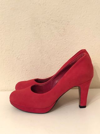 CLARKS - Zapatos tacón ante rojo 37