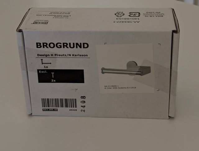Portarrollos Baño Acero Inoxidable IKEA en su caja