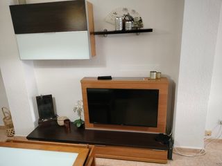 Mueble TV madera y cristal
