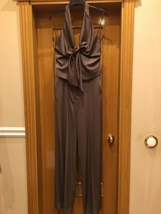 Mono Zara marrón halter con nudo