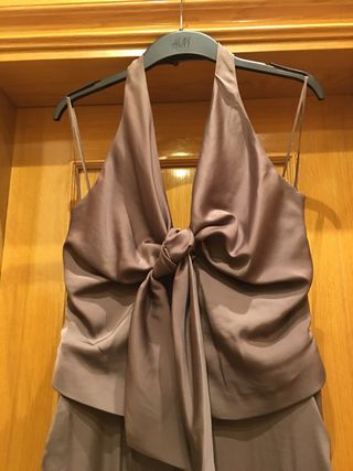 Mono Zara marrón halter con nudo