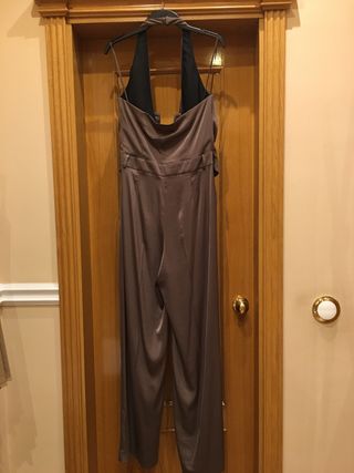 Mono Zara marrón halter con nudo