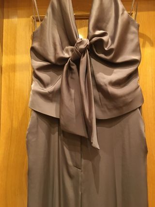 Mono Zara marrón halter con nudo
