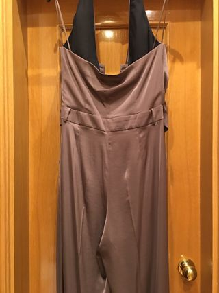 Mono Zara marrón halter con nudo