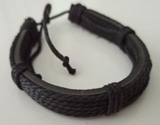 Conjunto Pulseras Cuero Vegetal Negras