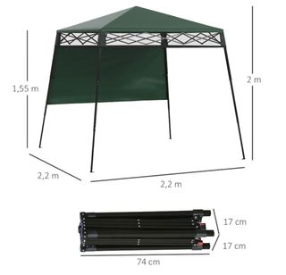 Gazebo pieghevole con parete laterale verde