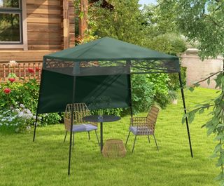 Gazebo pieghevole con parete laterale verde