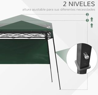 Gazebo pieghevole con parete laterale verde