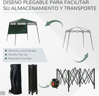 Gazebo pieghevole con parete laterale verde