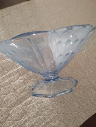 Centrotavola Art Decò Vetro azzurro Trasparente