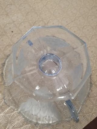 Centrotavola Art Decò Vetro azzurro Trasparente