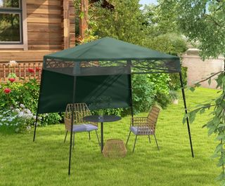 Gazebo pieghevole con parete laterale verde