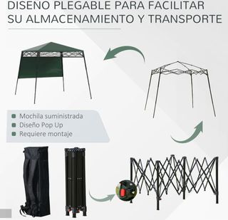 Gazebo pieghevole con parete laterale verde