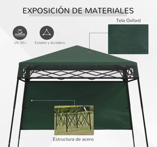Gazebo pieghevole con parete laterale verde