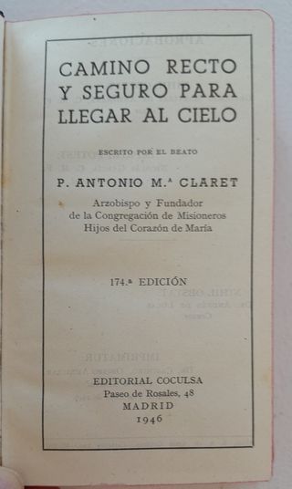 Libro Camino Recto P. Claret