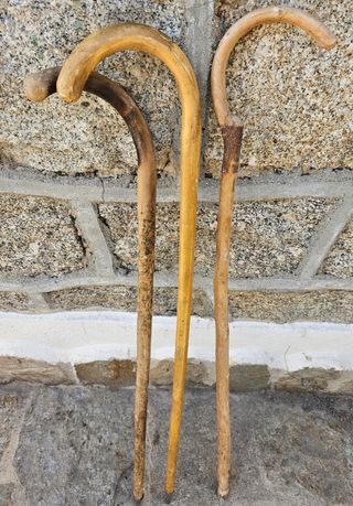 Lote de 3 bastones de madera