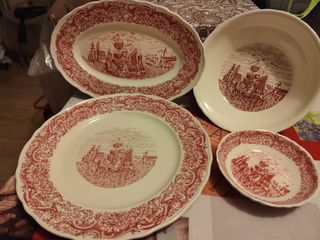 Set 4 porcellana vintage decorazione navi