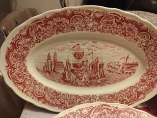 Set 4 porcellana vintage decorazione navi