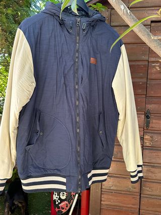 Chaqueta Bomber Old Shool Azul mangas POLIPIEL