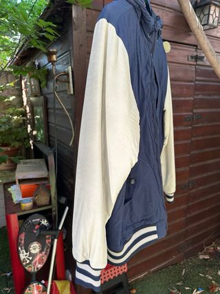 Chaqueta Bomber Old Shool Azul mangas POLIPIEL