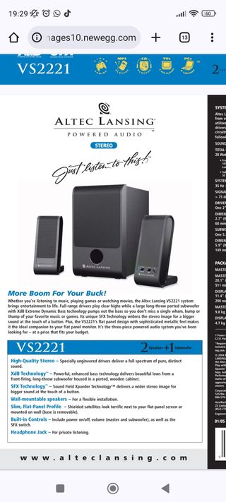 Altavoces Altec Lansing VS2221