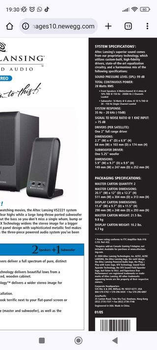 Altavoces Altec Lansing VS2221