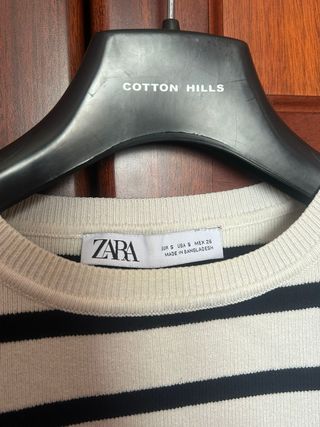 Camiseta Zara Rayas Blanco y Negro Talla S