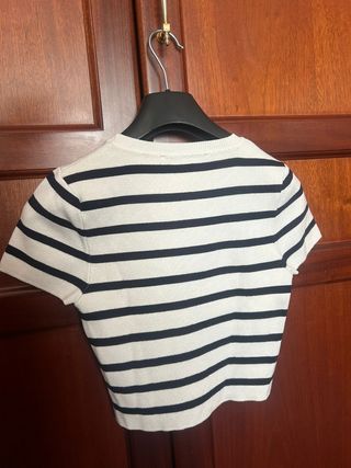 Camiseta Zara Rayas Blanco y Negro Talla S