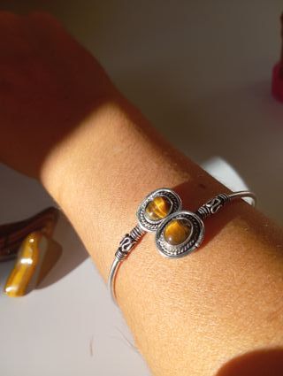 Pulsera Latón Mineral Ojo de Tigre
