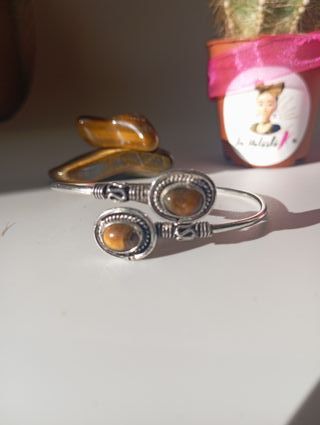 Pulsera Latón Mineral Ojo de Tigre