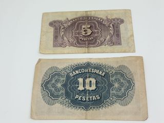 Billetes 5 y 10 Pesetas República España 1935