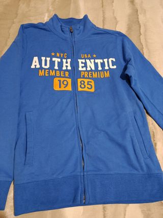 Sudadera hombre azul con cremallera talla S