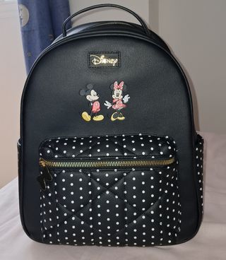 Mochila Disney Mickey Minnie Negra Lunares