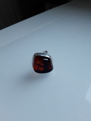 Anillo Plata y Ámbar Marrón