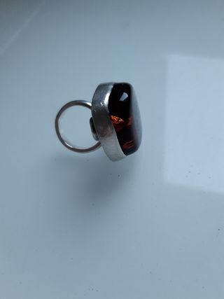 Anillo Plata y Ámbar Marrón