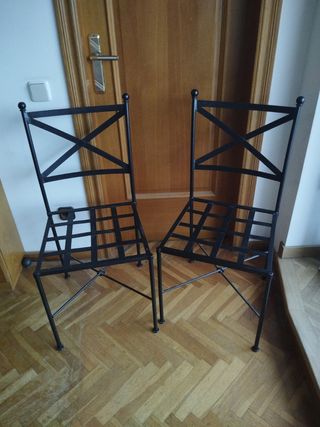 Pack 2 Sillas Hierro Negras con Cojín