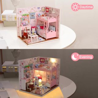 Maqueta puzzle House Room Mod3012 Decoración en Miniatura, DIY Casa con Luces y Accesorios, de Madera DIY Casa de Muñecas, Navidad