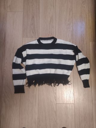 Jersey Shein rayas blanco y negro niña