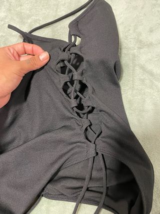 Bañador mujer negro con cordones