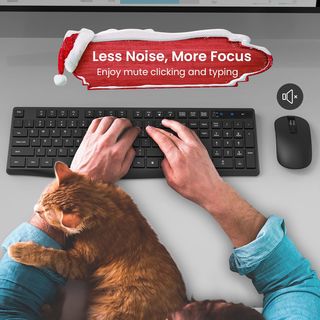 Teclado + Raton (inalambricos) PC230A Combo , mouse de teclado USB de tamaño completo PONVIT 2.4G, 3 niveles DPI ergonómico, teclado inalámbrico y mouse inalámbricos, clic silencioso