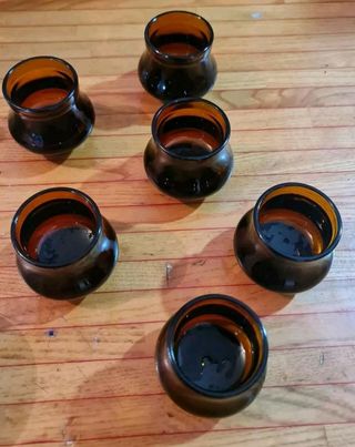 Set 6 Bicchieri Liquore Caffè Borghetti Vetro Ambr