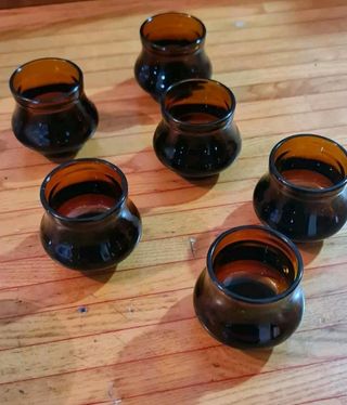 Set 6 Bicchieri Liquore Caffè Borghetti Vetro Ambr