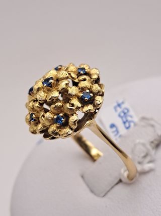 Anillo Oro 18K  Zafiros Azules
