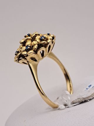 Anillo Oro 18K  Zafiros Azules