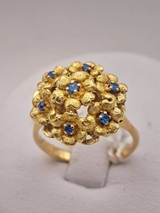 Anillo Oro 18K  Zafiros Azules