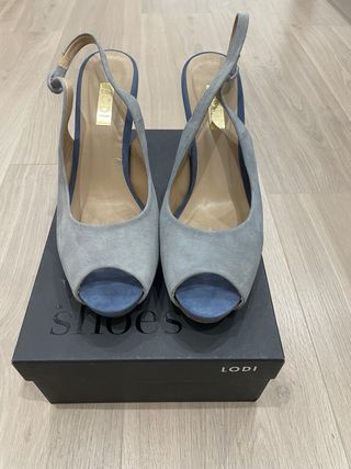 Sandalias Lodi Tacon Azul/Gris Talla 40