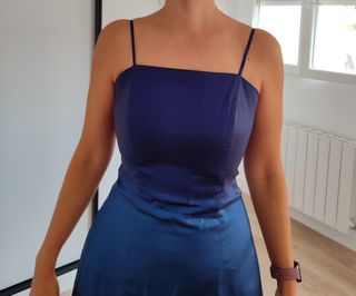 Vestido largo de fiesta azul y morado