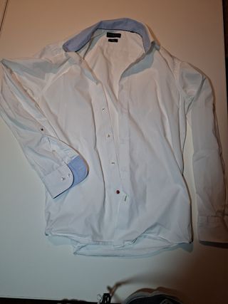 Camisa Tommy Hilfiger Blanca y Azul