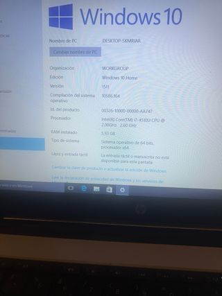 Portátil HP i7 8GB RAM Blanco